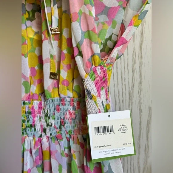 Kate Spade Colorful Floral Dots Beach Cover Up  MIDI Dress - Picture 5 of 11